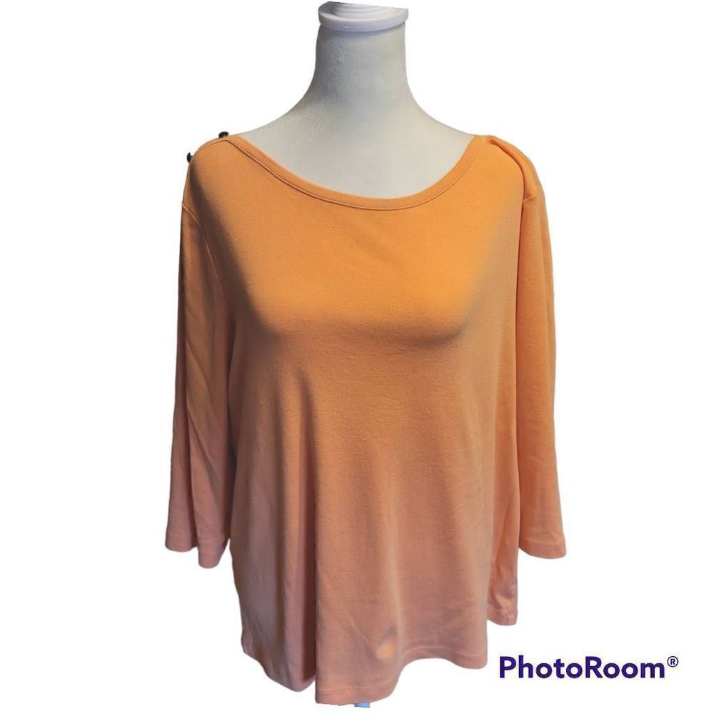 Chico's Size 3 (XL) Peach Long Sleeve T-Shirt